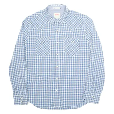LEVI'S Slim Fit Mens Shirt Blue Check Long Sleeve L