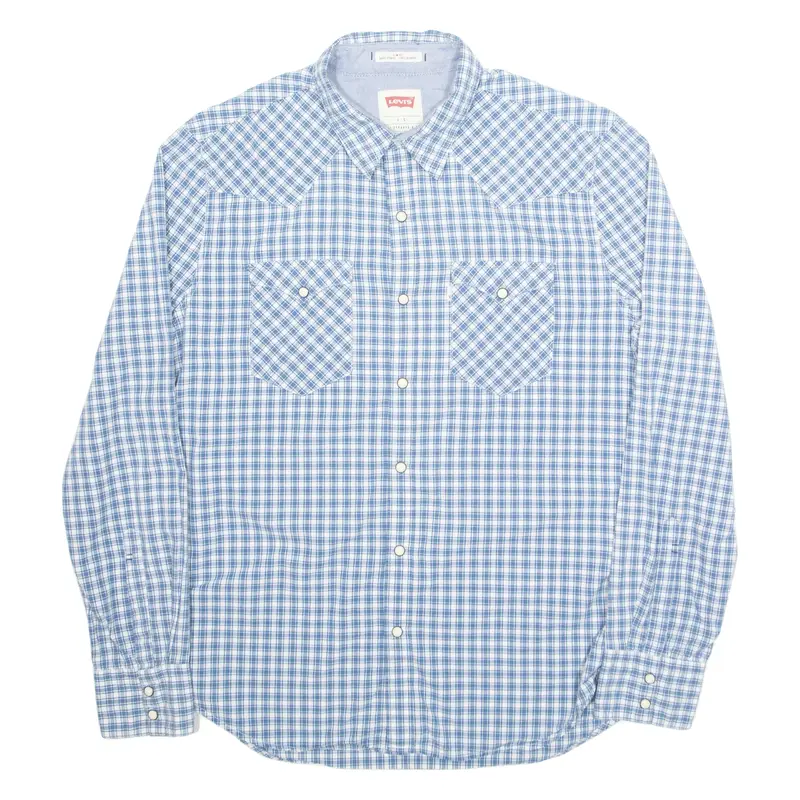 LEVI'S Slim Fit Mens Shirt Blue Check Long Sleeve L