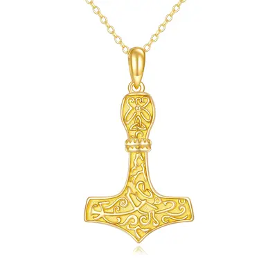 10K Gold Thor's Hamme Pendant Necklace