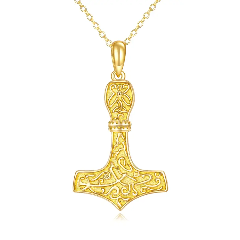10K Gold Thor's Hamme Pendant Necklace