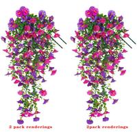 Artificial Hanging Flowers, 2/4 Counts Fake Plants with Eucalyptus Leaves, Uv Resistant Realistic Hanging Plants for Home, Ga...
