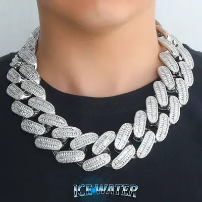 ICE WATER 40mm big Cuban Link Chain Necklace with zirconia for Hip-Hop Trendy Fashion Accessory