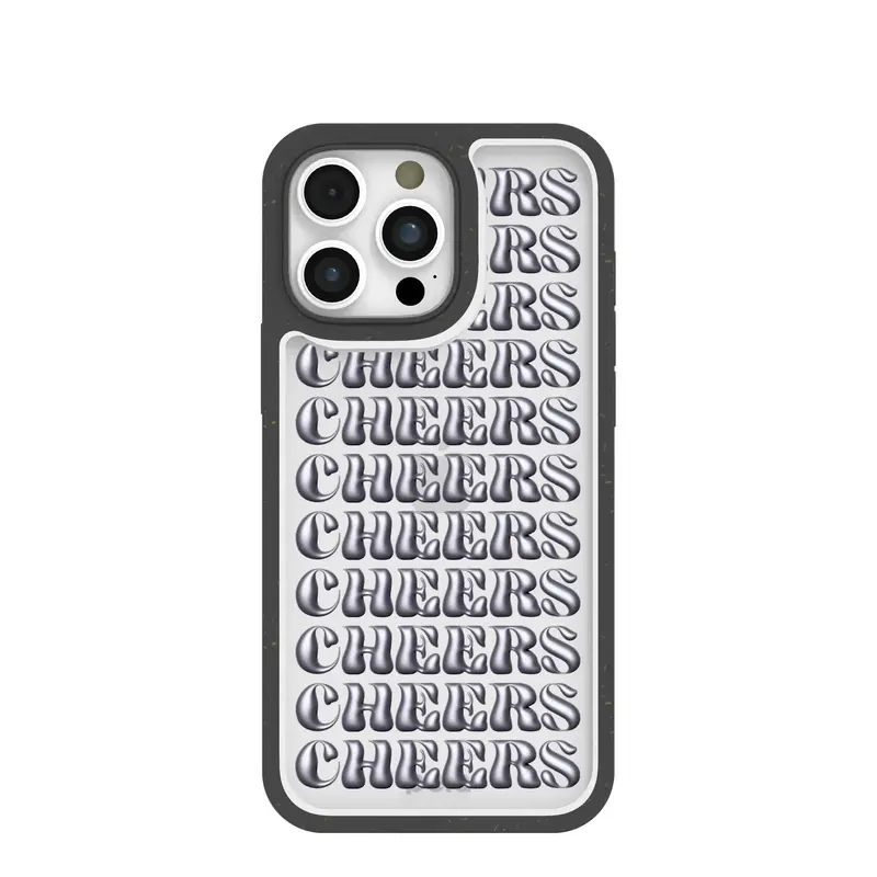 Clear Cheers iPhone 16 Pro Max Case With Black Ridge
