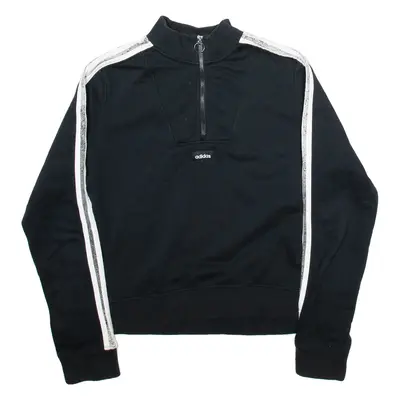 ADIDAS Womens Sweatshirt Black 1/4 Zip M
