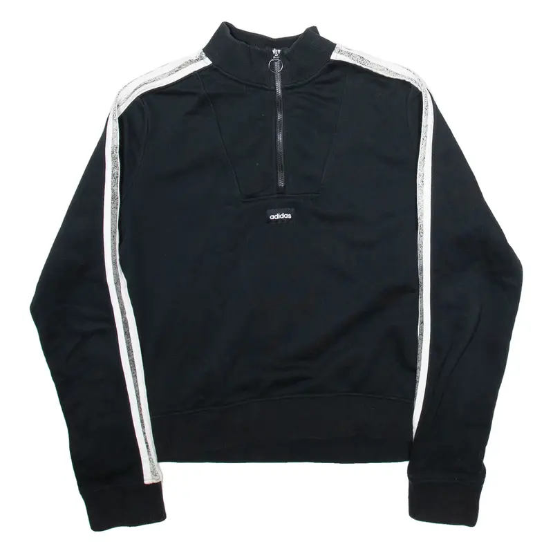 ADIDAS Womens Sweatshirt Black 1/4 Zip M