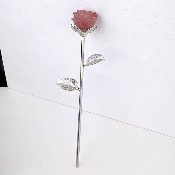 Natural Strawberry Quartz Carved Rose Ornaments