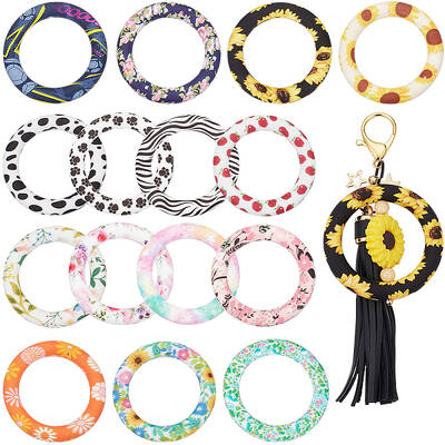 15Pcs 15 Colors Food Grade Eco-Friendly Silicone Pendants