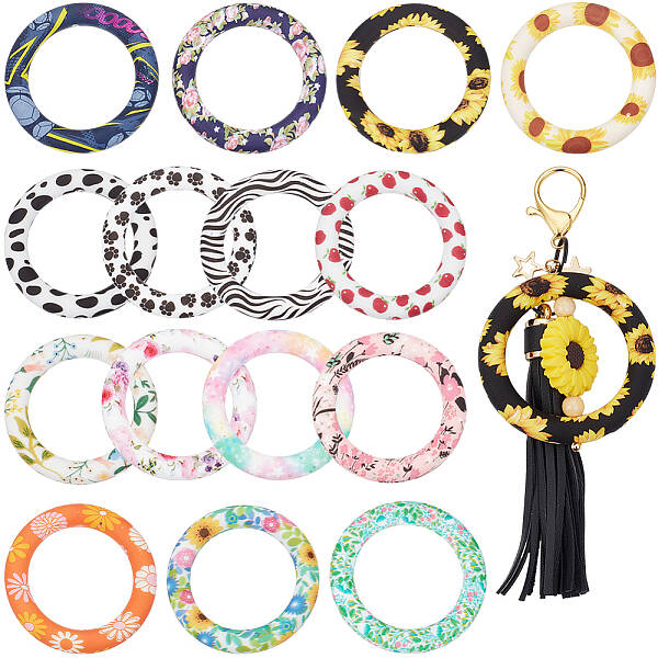 15Pcs 15 Colors Food Grade Eco-Friendly Silicone Pendants