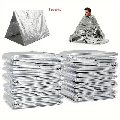 Emergency Blanket, 5Â Counts/set Double-sided Waterproof Warm Sleeping Blanket, Emergency Outdoor Rescue Blanket for Camping ...