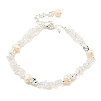Natural Quartz Crystal Rock Crystal Chips Beaded Bracelets