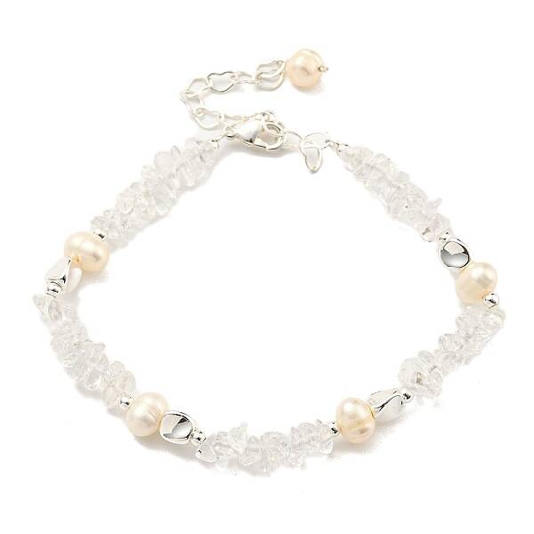 Natural Quartz Crystal Rock Crystal Chips Beaded Bracelets