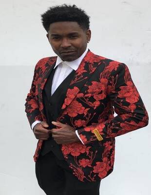BLAZER-777 KF4066-2 Black/Red - Mens Wholesale Blazers