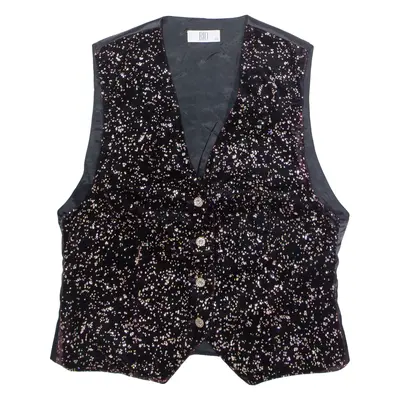 RIO Sparkling Mens Blazer Waistcoat Black Velvet 90s Crazy Pattern M