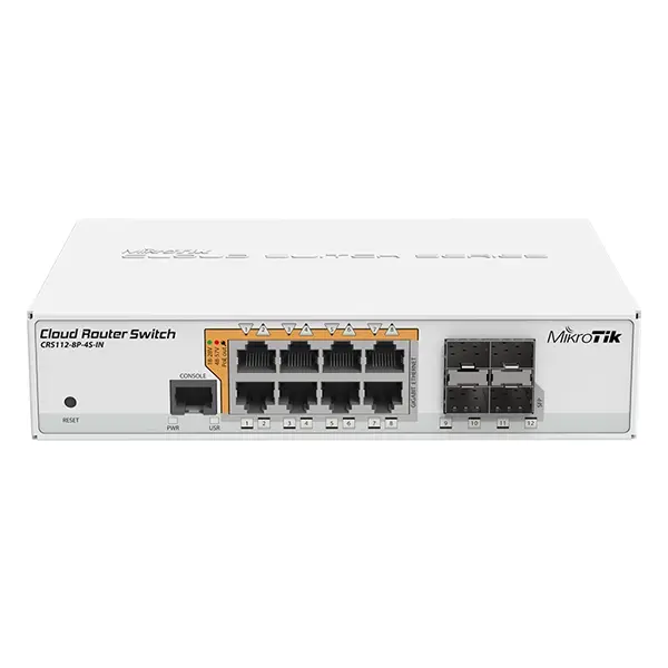 CRS112-8P-4S-IN Mikrotik 8-Ports Gigabit Ethernet PoE with 4x SFP Slot Versatile Cloud Router Switch