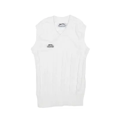 SLAZENGER Vest White Cable Knit V-Neck Sleeveless Girls 11-12 Years