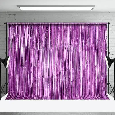Shimmering Purple Foil Fringe Party Event Backdrop - Aperturee