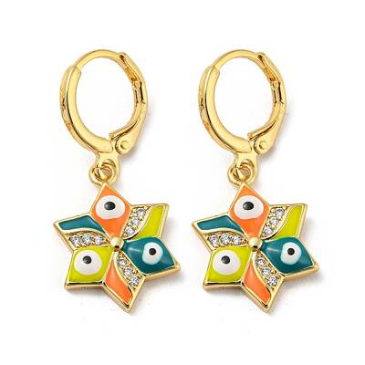 Real 18K Gold Plated Brass Dangle Leverback Earrings