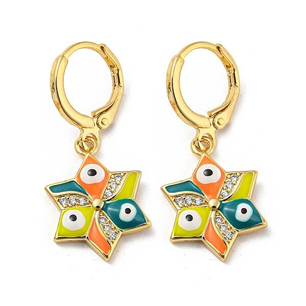Real 18K Gold Plated Brass Dangle Leverback Earrings