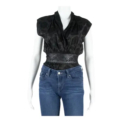 HANDRO Womens Bodysuit Black V-Neck Sleeveless S