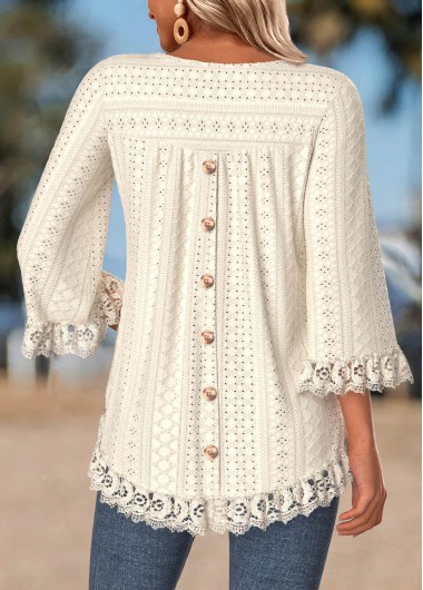 Modlily Beige Tummy Coverage 3/4 Sleeve Round Neck T Shirt - XXL