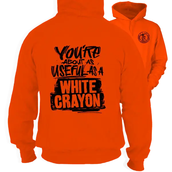 White Crayon -Safety Orange Hoodie