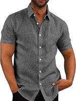 COOFANDY Men's Linen Shirts Casual Button Down Short Sleeve Summer Beach Dress Shirt Menswear Soft Classic Chino Plain Top El...