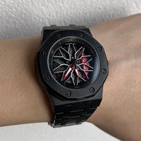 Car Wheel Watch for Men, Stainless Steel Mens Wristwatch with Spinning Car Rim Hub Design, Japanese Quartz Movement, Water Re...
