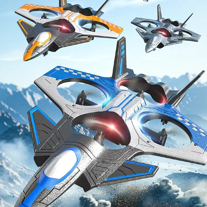 Fancy Fantastic LED Foam RC Fighter Jet Drone - UFO Sliding Remote Control Foam Airplane -120m Altitude - Outdoor Electric To...