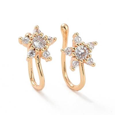 Clear Cubic Zirconia Star Cuff Earrings