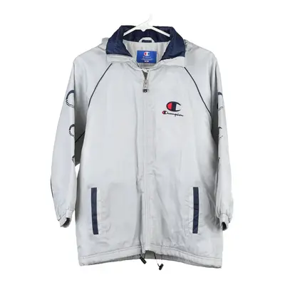 Age 12-13 Champion Spellout Jacket - Large Grey Nylon