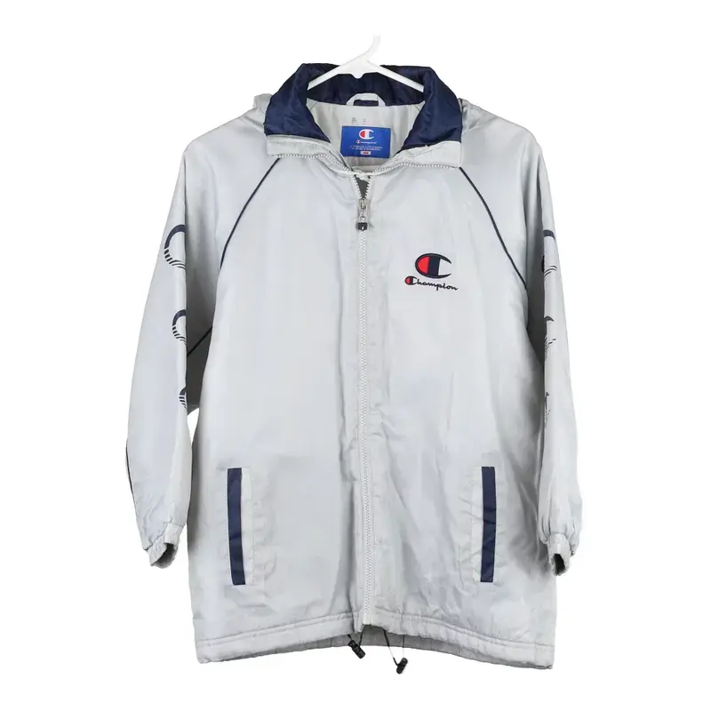 Age 12-13 Champion Spellout Jacket - Large Grey Nylon