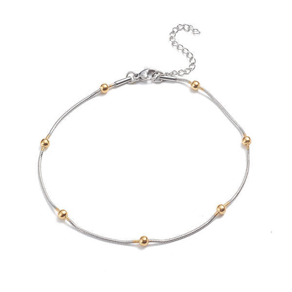304 Stainless Steel Round Snake Chain Anklets