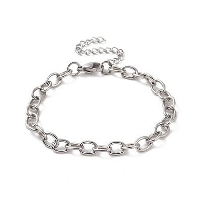 Non-Tarnish 304 Stainless Steel Cable Chain Bracelet for Men Women