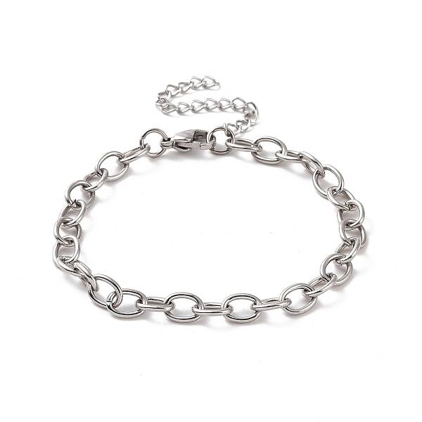 Non-Tarnish 304 Stainless Steel Cable Chain Bracelet for Men Women
