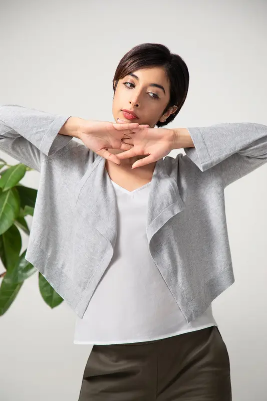 Cropped Cardigan - Grey Pearl | Size: S