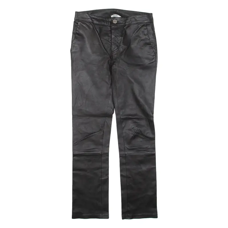 2ND DAY Womens Leather Trousers Black Slim Skinny W28 L27