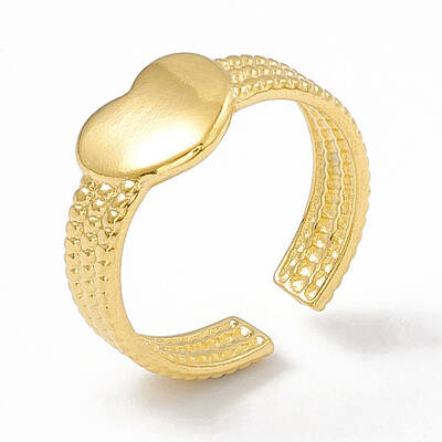 Ion Plating(IP) 304 Stainless Steel Heart Open Cuff Ring for Women