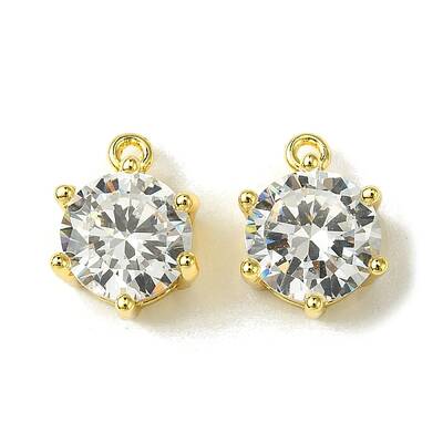 Brass Micro Pave Cubic Zirconia Charms