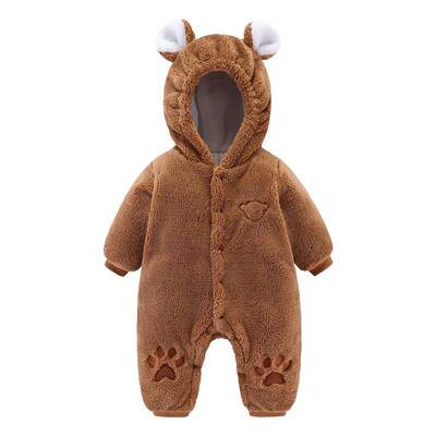 Newborn Baby Onesies Baby Clothes Romper Baby Quilted | Color: Coffee | Child size: 90cm