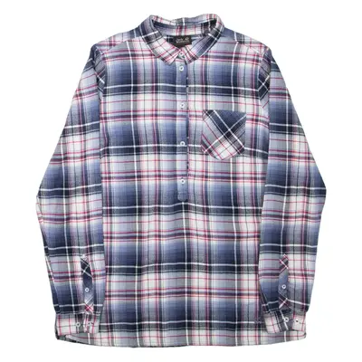 JACK WOLFSKIN Womens Shirt Blue Check Long Sleeve UK 12