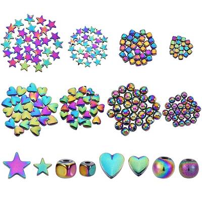 240Pcs 8 Style Electroplate Non-magnetic Synthetic Hematite Beads
