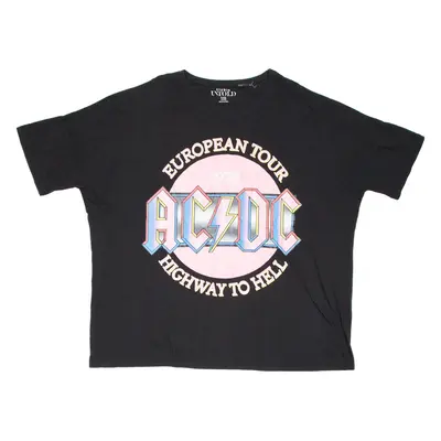 ACDC European Tour 1979 Highway To Hell Womens Band T-Shirt Black UK 26