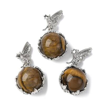 Natural Tiger Eye Round Pendants