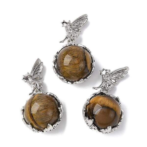 Natural Tiger Eye Round Pendants