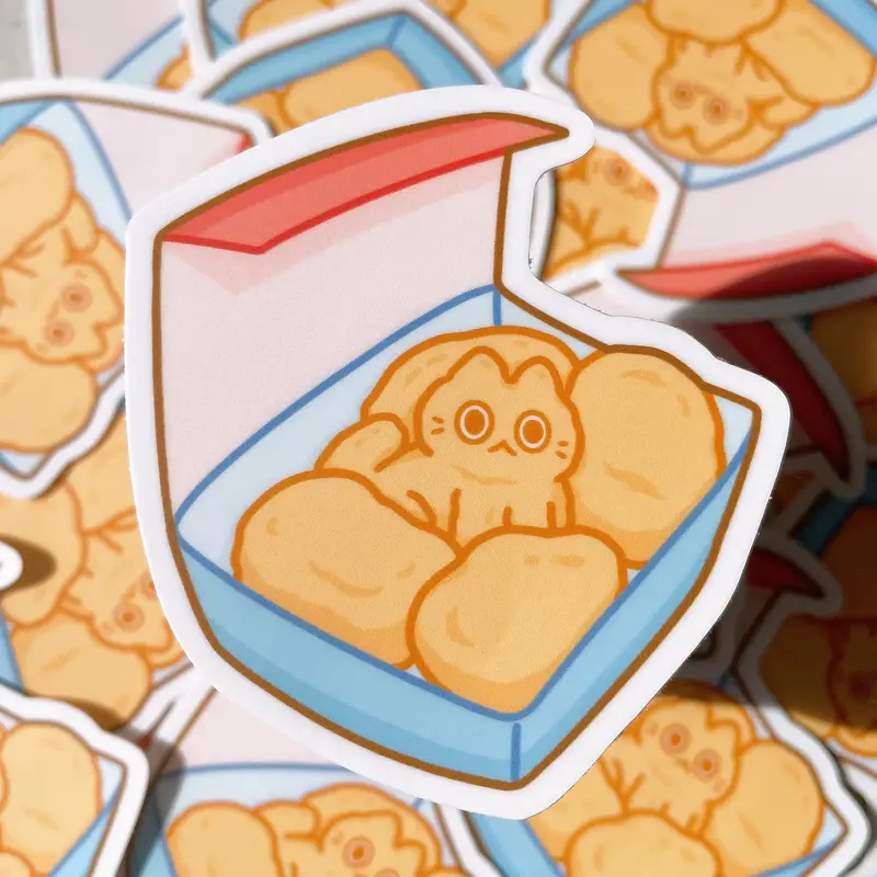 Chicken Nuggets Cute Cat Heavy Duty Waterproof Vinyl Sticker