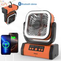 Portable Camping Fan Rechargeable, 30000mAh Battery Operated Fan with Bluetooth Speaker, LED Lantern & USB-C, Quiet Oscillati...