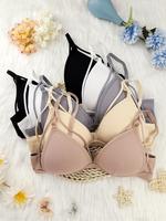 Women's Basic Solid Wireless Bra, Casual Fit Comfortable Adjustable Strap Push Up Bra for Daily Wear, Softness Lingerie for A...