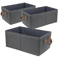 Pack of 3 Large Capacity Storage Bins Closet Organizer System, Sturdy Foldable Storage Boxes for Organizing Clothing, Sheets,...