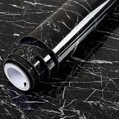 Black Striped Peel and Stick Wallpaper – 11.8 x 78.7 | Self-Adhesive, Waterproof Marble Contact Paper for Countertops, ...