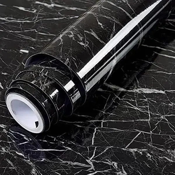 Black Striped Peel and Stick Wallpaper – 11.8 x 78.7 | Self-Adhesive, Waterproof Marble Contact Paper for Countertops, ...
